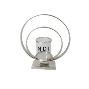 Transparent Glass Metal Candle Holder With Silver Plated Finishing Wedding Party Dinner <b>Table</b> Top Decor Candle Holder Stand - Product Image 6