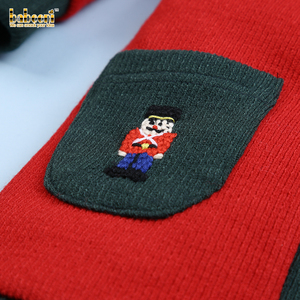 Cardigan brodé à la main motif soldat, pull personnalisé pour bébés filles, 100% laine certifiée OEKO-TEX, épais, hiver, ODM/OEM - Product Image 3