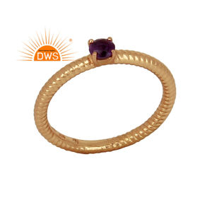 Bague empilable en argent sterling plaqué or rose avec améthyste naturelle, best-seller 2026, pour femme, fabricant de bijoux - Product Image 1