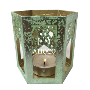 Portavelas votivo de hierro rosa moderno y clásico hecho a mano único, tarro ligero de té para decoración del hogar, Diwali de Navidad - Product Image 3