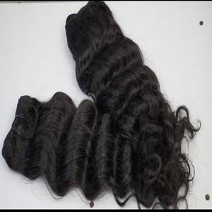 Extensions de cheveux indiens bruts Remy Deep Wave Machine Double Weft Bundles 5x5 Full Cuticle Aligned Natural Wavy Straight Hair - Product Image 5