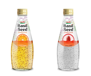 เครื่องดื่มเมล็ดแมงลักไทย คุณภาพสูง 290 มล. ขวดแก้ว ราคาขายส่ง ผู้จัดจำหน่ายเครื่องดื่มมาตรฐาน ISO HACCP - Product Image 1