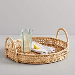 Ensemble de plateaux de stockage de fruits, vacances, ensemble de décor, plateau rond et Durable en rotin naturel avec poignée, vente en gros - Product Image 4