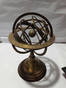 Desk Brass Armillary <b>Globe</b> with Wooden Base Antique Brass Engraved Armillary Sphere Astrolabe Maritime Nautical Collectible - Product Image 4