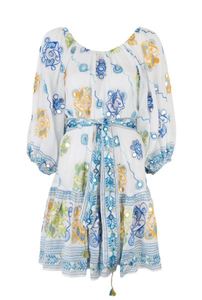 100% coton bohème femmes robe Tribal imprimé miroir brodé ceinture chaud Chic Long col ample manches volumineuses grande taille - Product Image 6