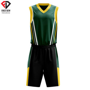 Ensembles d'uniformes de basket-ball pour hommes, personnalisés, nom et numéro d'équipe, imprimés numériques, sublimation, prix d'usine, col en V, vente en gros, nouvelle collection - Product Image 3