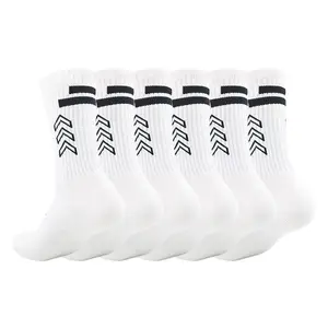 Long high quality OEM design blue cotton men's sports athletic terry cushioned socks