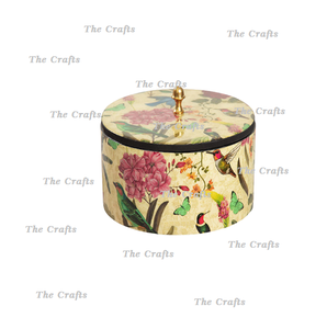 Printed Design Wooden Carved Roti <b>Box</b> For Kitchen Storage Exclusive Quality Round Shape Chapati <b>Container</b> - Product Image 3