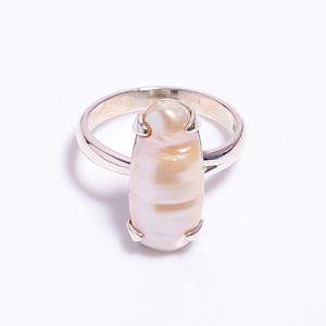 ไข่มุกบิวะธรรมชาติ งานแฮนด์เมด เงินแท้ 925 ประดับพลอย ระดับเกรด งานสไตล์ชาติพันธุ์ ไซส์ US 9.5 สำหรับงานหมั้นและงานแต่งงาน - Product Image 2