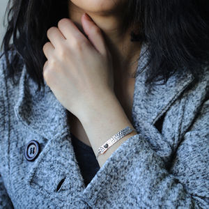 Mode Martelé Argent Sterling Bracelet Minimaliste Coeur En Gros Artisanat Bijoux - Product Image 4