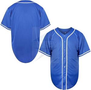 Camiseta de béisbol con botones en azul y negro para hombre con logotipo personalizado, ropa deportiva transpirable de manga corta, camiseta lisa en blanco, conjunto de talla grande - Product Image 1