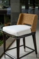Tabouret de bar en teck Fritz 24 pouces, design minimaliste moderne avec corde durable, pour salon, centre commercial, usage extérieur - Confortable