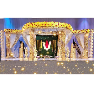 Hermosa ceremonia de la boda de cristal de oro de la Organizacion de sueño boda cristal Mandap decoración impresionante India boda oro Mandap - Product Image 1