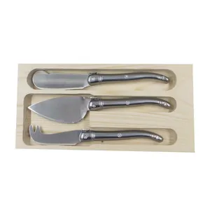 ขายร้อนโปรโมชั่น3ชิ้นขนาดเล็กสแตนเลสจับมีดชีสชุดที่มีกรณีไม้บรรจุ - Product Image 1
