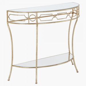 Modern Farmhouse Style Simple Metal Porch Desk Marble Top Corner <b>Console</b> Table Coffee Table for Living Room and Entryway - Product Image 5