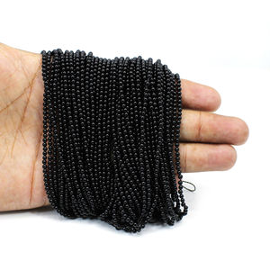 Cuentas de hilo de 16 pulgadas, ónix negro Natural, 2-3mm, liso, redondo - Product Image 6