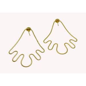 wholesale latest Trending handmade light <b>weight</b> goldplated matte finishing stud <b>hoop</b> Brass Earrings for girls and women - Product Image 1