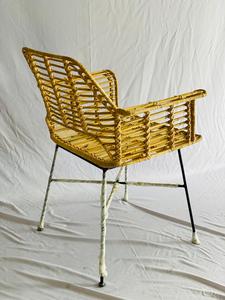 <b>Black</b> metal legs natural rattan <b>Tub</b> dining <b>chair</b> - Product Image 6