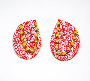 Trending handpainting <b>stud</b> hoop Brass <b>Earrings</b> for <b>girls</b> and women - Product Image 1