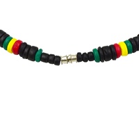 Collar de Coco Jamaicano, Estilo Hip-Hop, con Cuentas de Coco, Estilo Reggae Rasta, con Colgante de Madera Pintada con Cruz, para Hombre