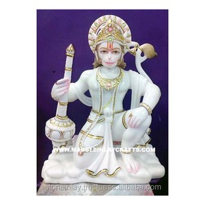 Statue hanman en marbre blanc, décoration de luxe - Product Image 1