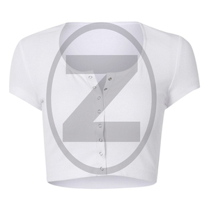 เสื้อยืดผู้หญิงเข้ารูป,เสื้อครอปเข้ารูปเซ็กซี่ลายฉลุ - Product Image 1