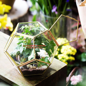 Gold Plated Frame Glass <b>Terrarium</b> Planter Vase High Quality Handicraft Home Decorative Flower Pots Factory Direct <b>Sales</b> - Product Image 5