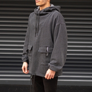 Sudadera con Capucha Extra Grande 100% Algodón Tejido 2023 para Hombre, Estilo Denim Antracita con Detalle de Bolsillo, Estilo Urbano Informal Ecológico, Mejor Precio - Product Image 5