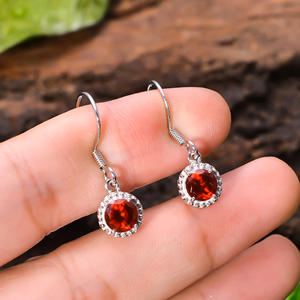 Pendientes largos de plata de ley 2,3 Con gema Natural granate, pendientes colgantes de 92,5 gramos con gema roja de 1,1 pulgadas, joyería chapada en plata - Product Image 3