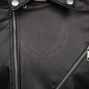 Chaqueta de cuero genuino para hombre, chaqueta con cremallera para motocicleta, venta al por mayor - Product Image 4