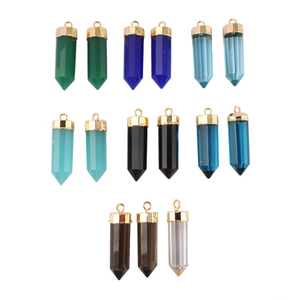 Componentes de moda, corte facetado, forma de lápiz de ónix negro, Conector de joyería, conectores colgantes de fianza individuales chapados en oro de 18K - Product Image 5