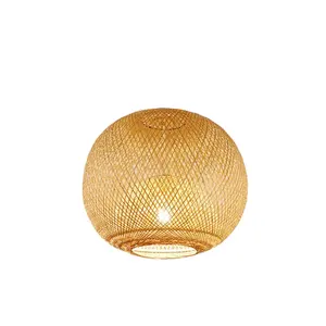 Yuvarlak zarif düşük maliyetli toptan bambu kolye lamba centerpieces vietnam'dan bambu rattan abajur
