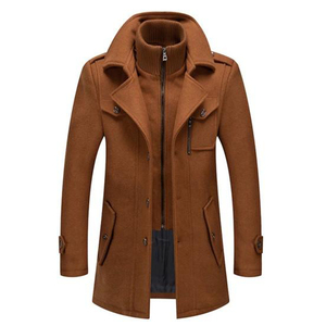Manteau d'extérieur long pour homme en cuir de veau véritable, couleur unie, col montant, chaud pour l'hiver, personnalisable avec logo sur le devant, haute qualité 2026 - Product Image 5