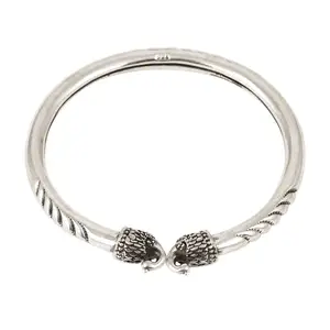 Handmade Gorgeous Designer Double Peacock 92.5 Sterling Silver Bangle Opening Fashion Bangles on Cheap Price 7.36 cm NSJ-116
