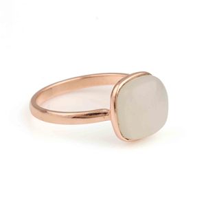 Anillo clásico para mujer, Plata de Ley 925 de calidad superior, piedra lunar blanca Natural, chapado en oro rosa, forma de cojín de 12mm - Product Image 6