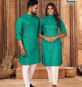 latest designer cotton kurta for men and women with low price with silver work for casual wear special party wear