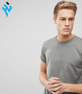 Camiseta de cuello redondo con dobladillo curvo, venta al por mayor de fábrica, logotipo personalizado en color oliva, 100% algodón para hombre, nuevo estilo, manga corta, corte ajustado. - Product Image 2