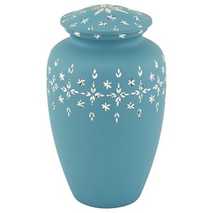 Urne décorative en métal de couleur noire avec finition gravée et découpe de diamant pour adulte - Product Image 3