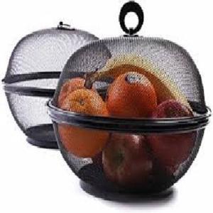Cesta de frutas de METAL galvanizado, cesta de frutas de METAL negro, redondo, elegante - Product Image 1