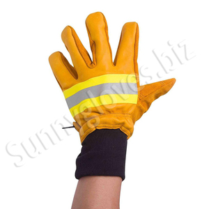 Gants de travail chinois pour hommes, en cuir, sécurisée et avec les mains, pour le pompier - Product Image 4
