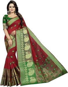 Sari en coton et soie Banarasi multicolore pour les fêtes, avec chemisier non cousu, design moderne pour femmes indiennes et pakistanaises, collection intemporelle. - Product Image 2