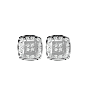 Pendientes de Diamantes Naturales de 1/2 Quilate de Primera Calidad en Oro de 10K |   Diseño de Halo Cuadrado en Racimo, Joyería Fina Unisex para Hombres y Mujeres - Product Image 3