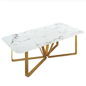 Leg Dining Table Dining Tables Sets Stainless Steel Marble Stone Top Metal with Chairs Diningroomsets Modern Luxury Business Gua