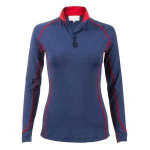 Camiseta de manga larga para montar a caballo, capa base con cremallera, ropa ecuestre elástica, ropa deportiva - Product Image 1