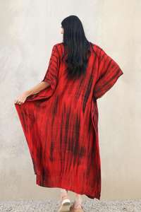 Été Bohème Élégant Col V Kaftan Femmes Plus Size Tie Dye Long Casual Wear Natural Waist Party Sustainable Washable Lace - Product Image 2