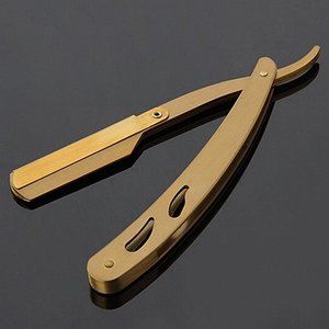 Rasoir de barbier en acier inoxydable, outils de soins de beauté, de coiffeur, de coupe de cheveux, couleur or, approuvé CE ISO - Product Image 1
