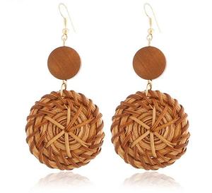 Pendientes de mimbre para mujer, pendientes de gota personalizados, pendientes de vacaciones - Product Image 3