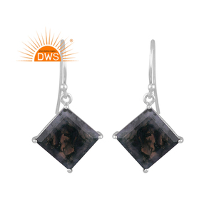 925 plata esterlina fina ágata de musgo Natural piedra preciosa diseño cuadrado pendiente colgante fabricante de joyería - Product Image 1