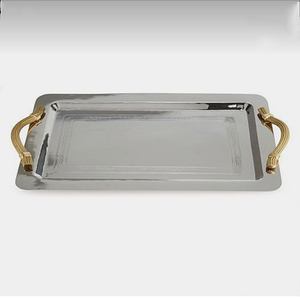 Bandeja de servicio única con asa para el hogar, Hotel, restaurantes, cocina, Color plateado, bandejas de servicio de café de Metal modernas, suministros de Hotel - Product Image 2