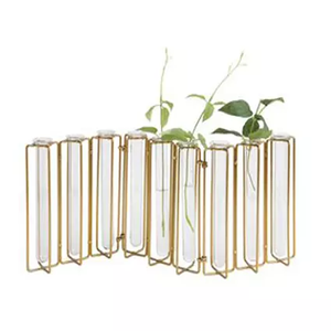 Florero de vidrio de hierro forjado nórdico, adornos para el hogar - Product Image 1